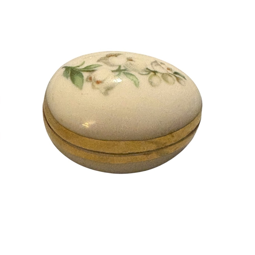 Limoges France Porcelain Egg shaped trinket box